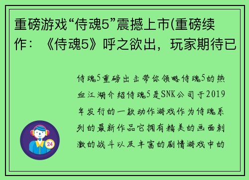 重磅游戏“侍魂5”震撼上市(重磅续作：《侍魂5》呼之欲出，玩家期待已久！)